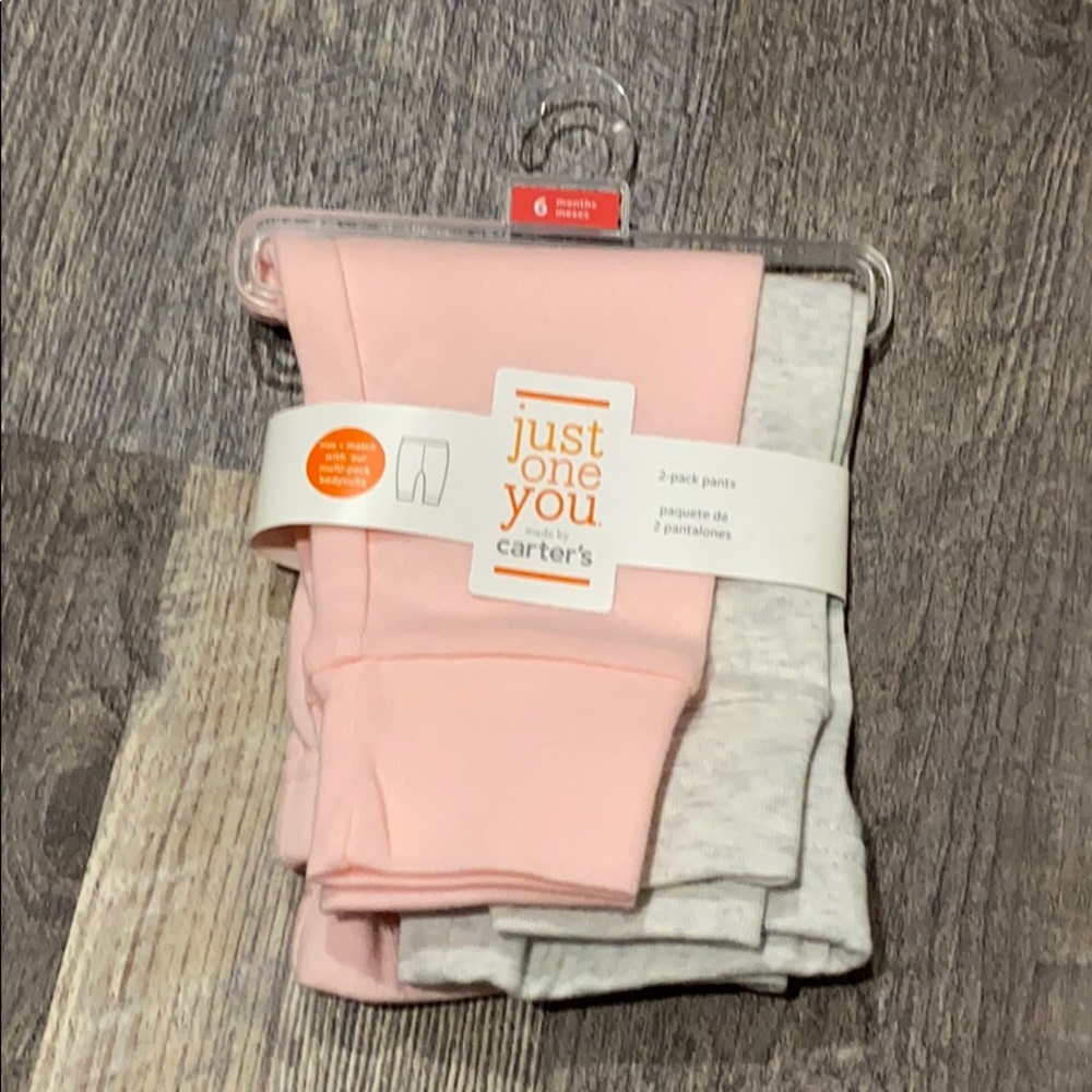 Baby Girls’ Pink & Gray Set of 2 Pants, NWT, 6M